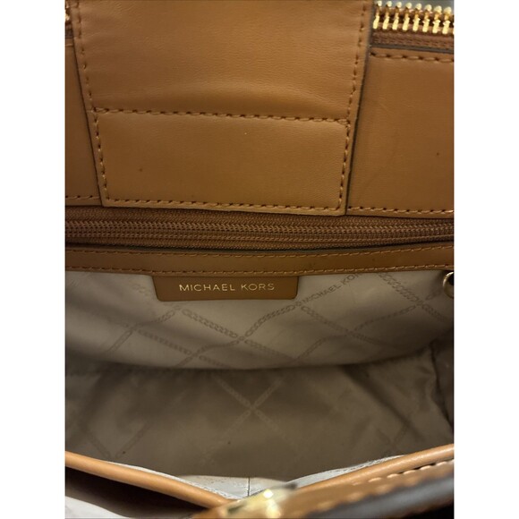 Michael Kors Everly Medium Brown MK LOGO Satchel Bag - Picture 8 of 14